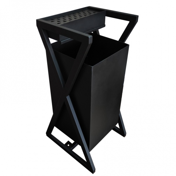 Урна ЄВРОКОНТЕЙНЕР вулична для сміття з попільничкою С3-50 50 л чорний